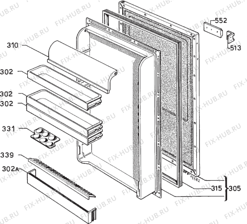 Взрыв-схема холодильника Zanussi ZI161 - Схема узла Door 003