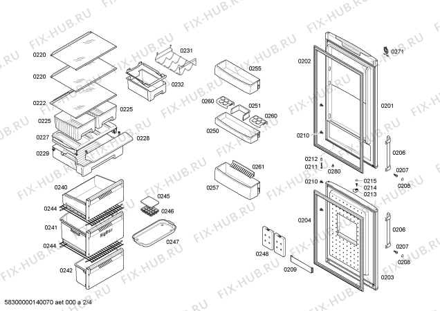Схема №1 3KFP7865 с изображением Дверь морозильной камеры для холодильника Bosch 00680165