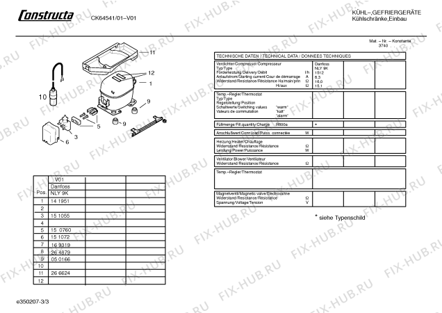 Взрыв-схема холодильника Constructa CK64541 - Схема узла 03