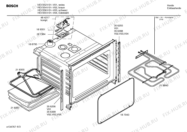 Схема №3 HEV3521 с изображением Инструкция по эксплуатации для электропечи Bosch 00584000