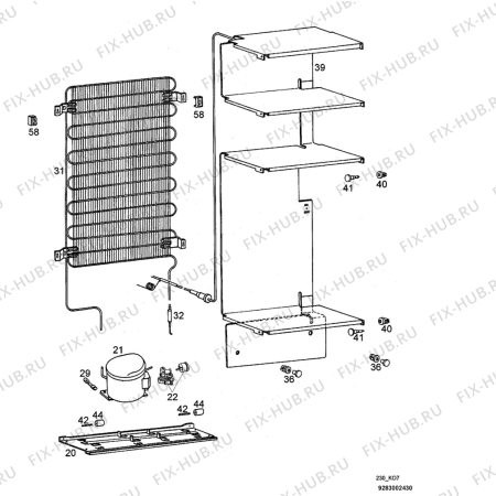 Взрыв-схема холодильника Zanussi ZV231MR - Схема узла Cooling system 017