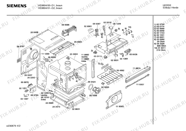 Взрыв-схема плиты (духовки) Siemens HE8804 - Схема узла 02