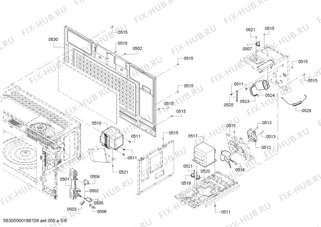 Схема №1 HMV8053U Bosch с изображением Скоба для микроволновой печи Bosch 00631441
