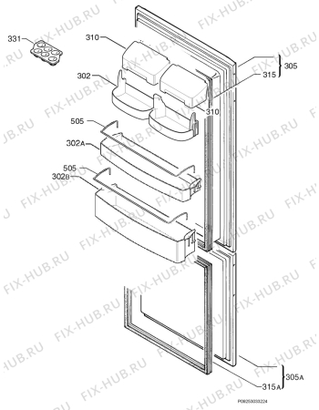 Взрыв-схема холодильника Kuppersbusch IKE325-0-2 - Схема узла Door 003