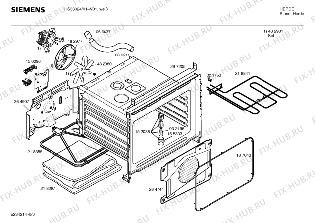 Взрыв-схема плиты (духовки) Siemens HS33024 Siemens - Схема узла 03