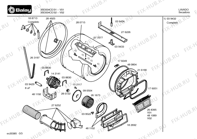 Схема №1 3SE836A с изображением Цоколь для электросушки Bosch 00299706