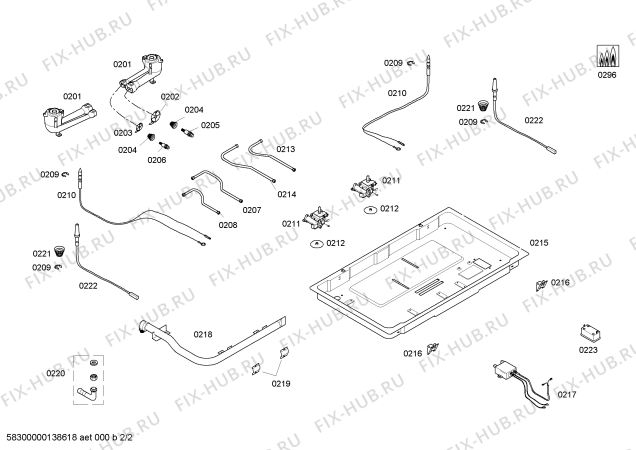 Схема №2 PED7230MX с изображением Варочная панель для плиты (духовки) Bosch 00247471