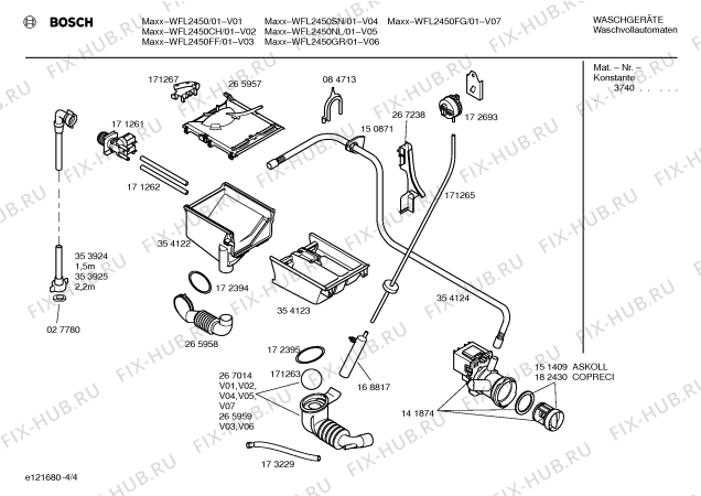 Схема №1 WFL2450NL WFL2450 с изображением Таблица программ для стиралки Bosch 00524211