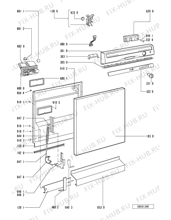 Схема №1 ADP 970 WH с изображением Обшивка для посудомоечной машины Whirlpool 481245370545
