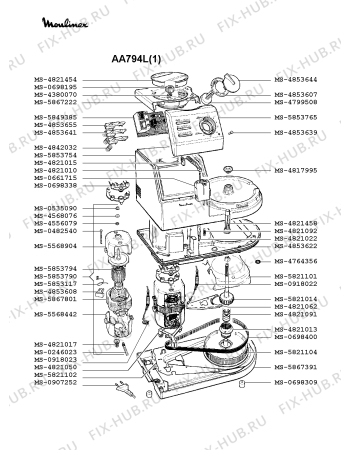 Взрыв-схема кухонного комбайна Moulinex AA794L(1) - Схема узла AP000339.4P5