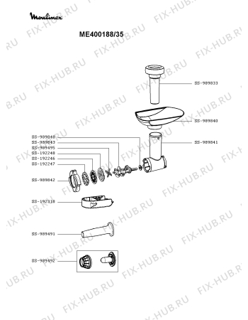 Взрыв-схема мясорубки Moulinex ME400188/35 - Схема узла QP003069.8P2