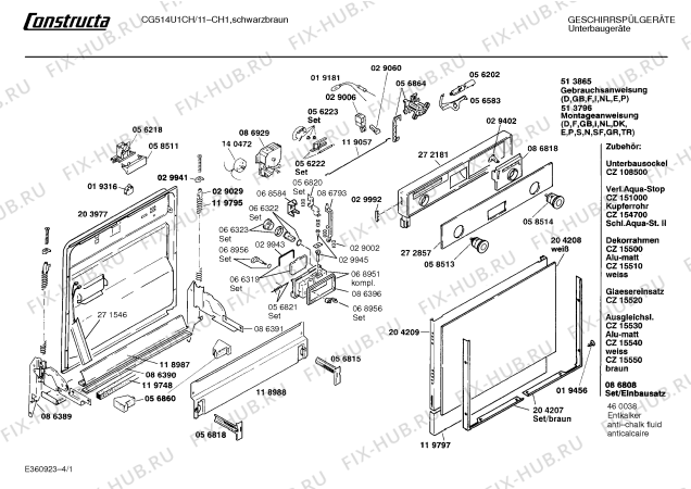 Схема №1 GS864 GS864(02) с изображением Панель для электропосудомоечной машины Bosch 00272181