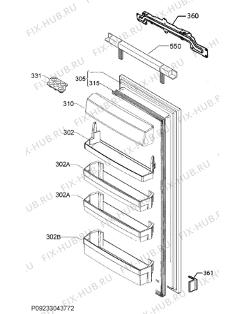 Взрыв-схема холодильника Aeg AIK2223R - Схема узла Door 003