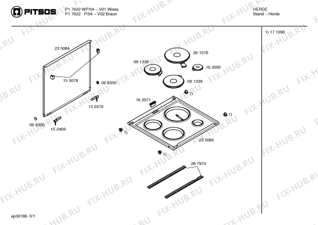 Схема №1 P17622P с изображением Корпус для плиты (духовки) Bosch 00267916