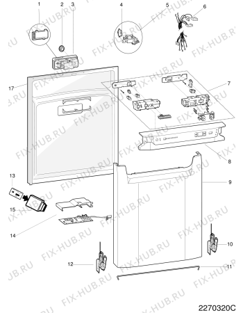 Взрыв-схема посудомоечной машины Hotpoint-Ariston LFFA8M14EU (F079038) - Схема узла