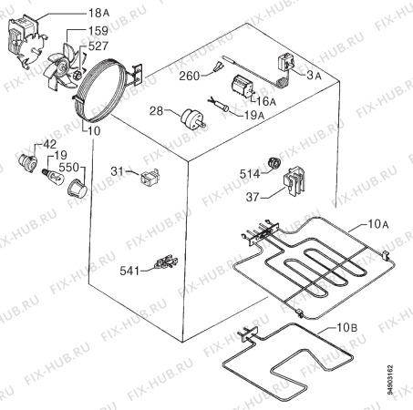 Взрыв-схема плиты (духовки) Zanussi ZBM761W - Схема узла Electrical equipment 268