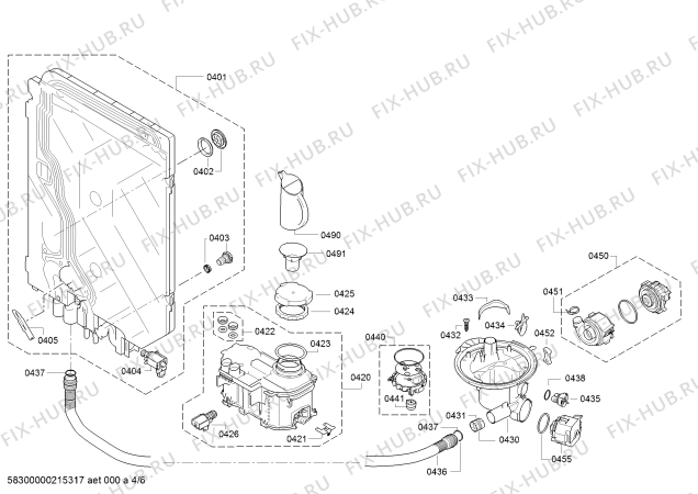 Взрыв-схема посудомоечной машины Bosch SMS58M22GB, tp3 - Схема узла 04