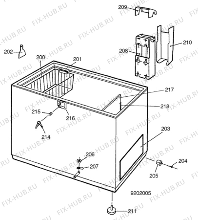 Взрыв-схема холодильника Electrolux EC1915M - Схема узла C30 Cabinet/interior B