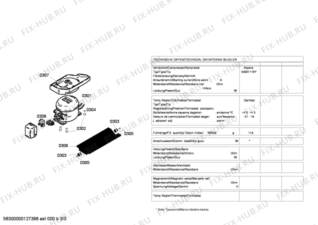 Взрыв-схема холодильника Profilo BD2605TE - Схема узла 03