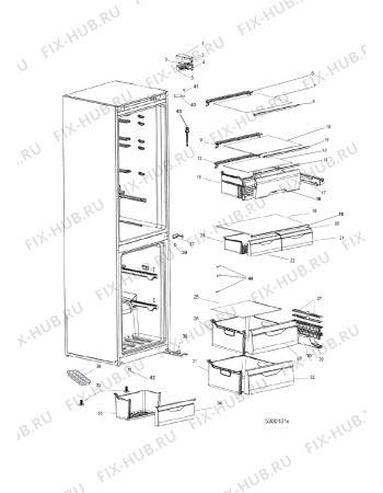 Взрыв-схема холодильника Indesit DS4200W (F105439) - Схема узла