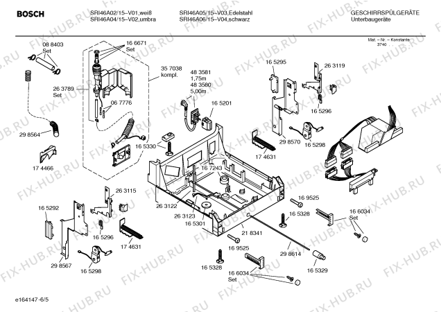 Взрыв-схема посудомоечной машины Bosch SRI46A04 Silence comfort - Схема узла 05