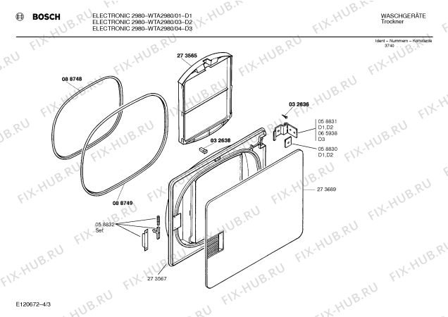 Схема №1 WTA2980 ELECTRONIC 2980 с изображением Индикатор для сушильной машины Bosch 00030828