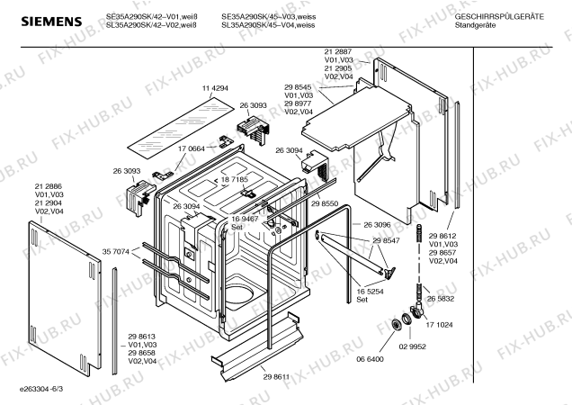 Схема №2 SE35A290SK с изображением Инструкция по эксплуатации для посудомоечной машины Siemens 00585534