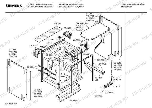 Взрыв-схема посудомоечной машины Siemens SE35A290SK - Схема узла 03