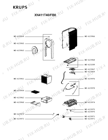 Схема №1 XN410T40/FB0 с изображением Пружинка для кофеварки (кофемашины) Krups MS-623973