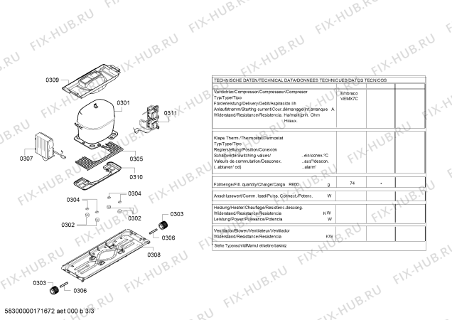 Взрыв-схема холодильника Bosch KGE36AI42 Bosch - Схема узла 03