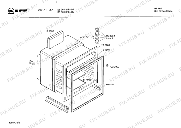Взрыв-схема плиты (духовки) Neff 195301849 2071.41ESX - Схема узла 05