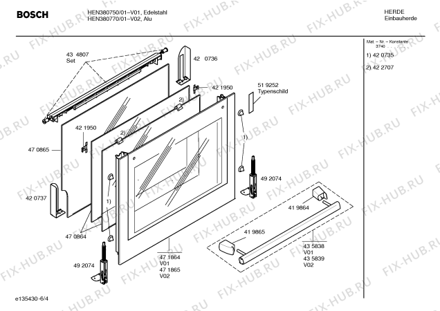 Схема №1 HEN780750 с изображением Панель управления для плиты (духовки) Bosch 00437913