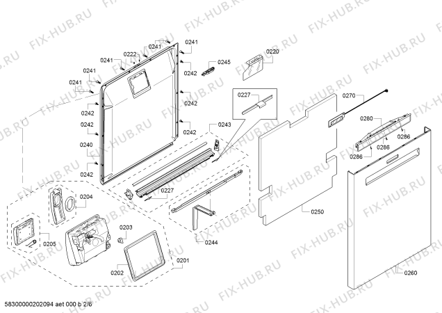 Взрыв-схема посудомоечной машины Bosch SHP865W75N, SilencePlus 44 dBA - Схема узла 02