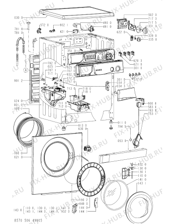 Схема №1 AWM 5065 с изображением Микропереключатель для стиральной машины Whirlpool 481228219905