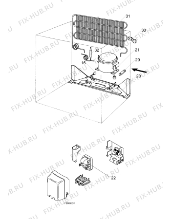 Взрыв-схема холодильника Zanussi Electrolux ZEUC0545 - Схема узла Cooling system 017