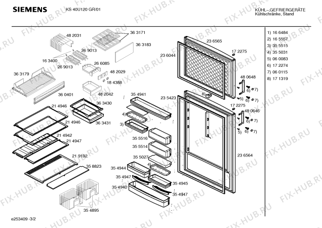 Схема №3 KS42V20GR с изображением Дверь для холодильной камеры Siemens 00236564