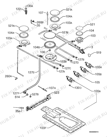 Взрыв-схема плиты (духовки) Electrolux EKG601101X - Схема узла Functional parts 267