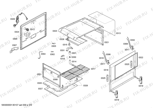 Взрыв-схема плиты (духовки) Bosch HSK45K31EE STYLE II BCO GE 220V - Схема узла 03