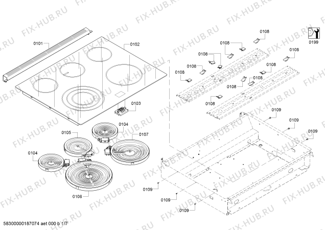 Схема №1 HEIP054C Bosch с изображением Кабель для плиты (духовки) Bosch 12003342