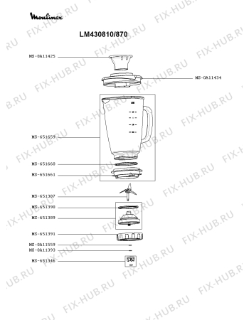 Взрыв-схема блендера (миксера) Moulinex LM430810/870 - Схема узла RP005985.9P2