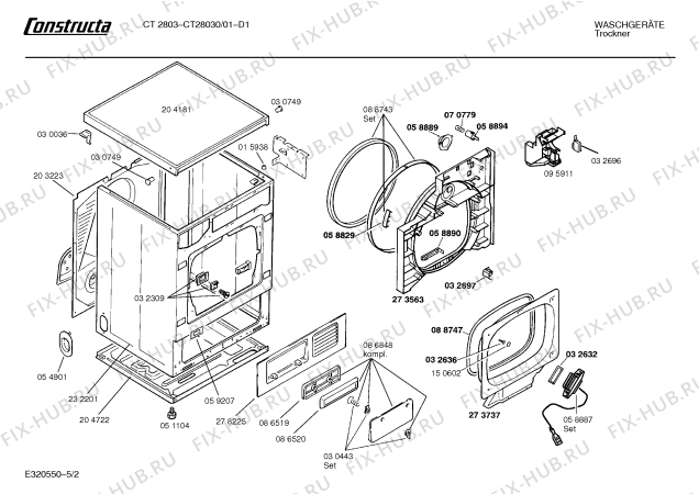 Схема №1 CT28030 CT2803 с изображением Ручка для сушилки Bosch 00094849