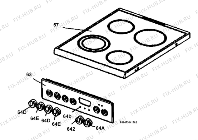 Взрыв-схема плиты (духовки) Electrolux EKC513508X - Схема узла Section 4