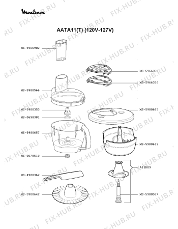 Взрыв-схема кухонного комбайна Moulinex AATA11(T) - Схема узла CP002402.4P2