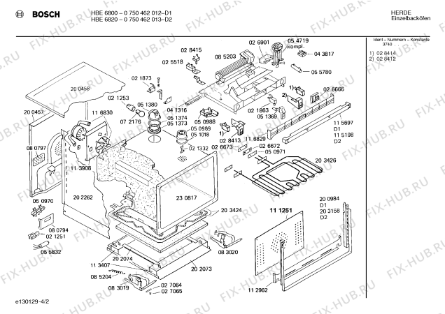 Взрыв-схема плиты (духовки) Bosch 0750462013 HBE6820 - Схема узла 02