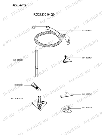 Взрыв-схема пылесоса Rowenta RO212301/4Q0 - Схема узла YP004924.6P2