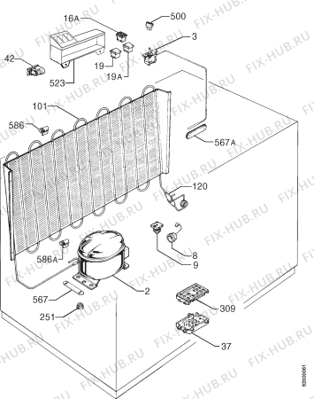 Взрыв-схема холодильника Zanussi ZCF470L - Схема узла Refrigerator cooling system