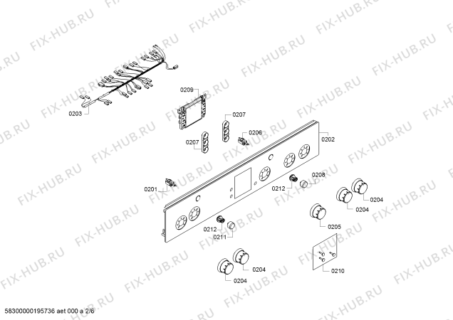 Взрыв-схема плиты (духовки) Bosch HGA24W255I - Схема узла 02