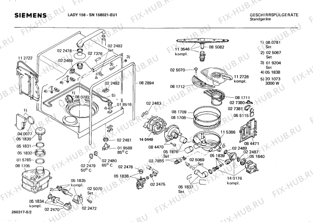 Взрыв-схема посудомоечной машины Siemens SN158021 - Схема узла 02