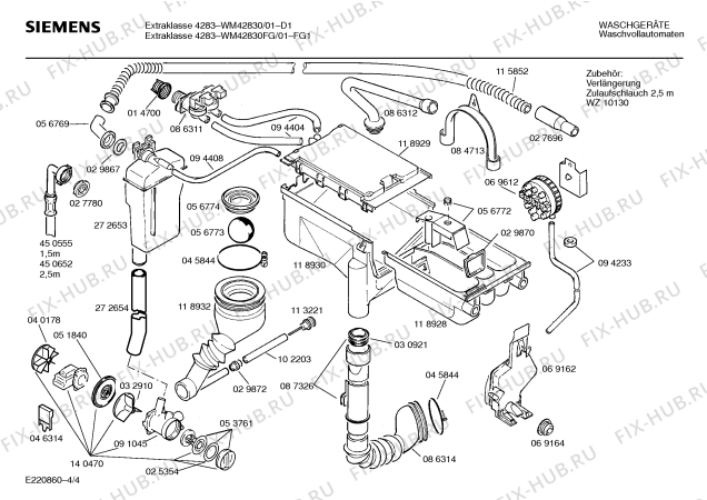 Взрыв-схема стиральной машины Siemens WM42830 EXTRAKLASSE 4283 - Схема узла 04