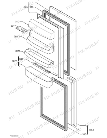 Взрыв-схема холодильника Zanussi Electrolux ZRB2825S - Схема узла Door 003